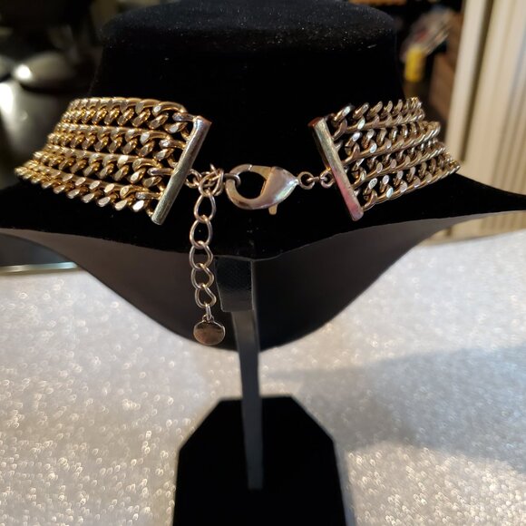 Gorgeous SAM EDELMAN Oversized Gold Plated and Huge Rhinestones Bib Necklace - Picture 6 of 8